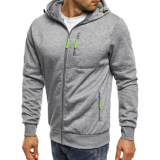 Mens Zip Up Hoodie Slim Fit Hooded Sweatshirt Casual Sports Jacket