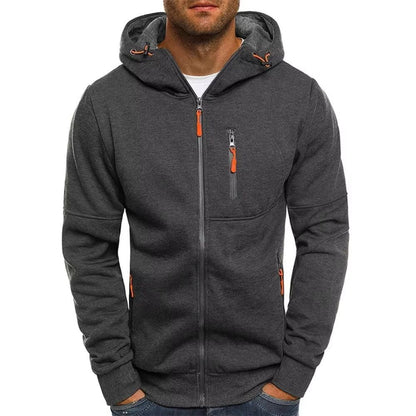 Mens Zip Up Hoodie Slim Fit Hooded Sweatshirt Casual Sports Jacket