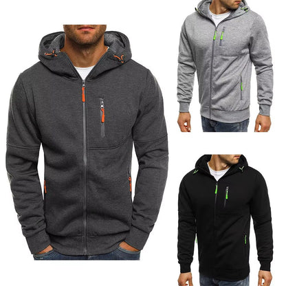 Mens Zip Up Hoodie Slim Fit Hooded Sweatshirt Casual Sports Jacket