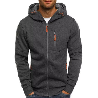 Mens Zip Up Hoodie Slim Fit Hooded Sweatshirt Casual Sports Jacket