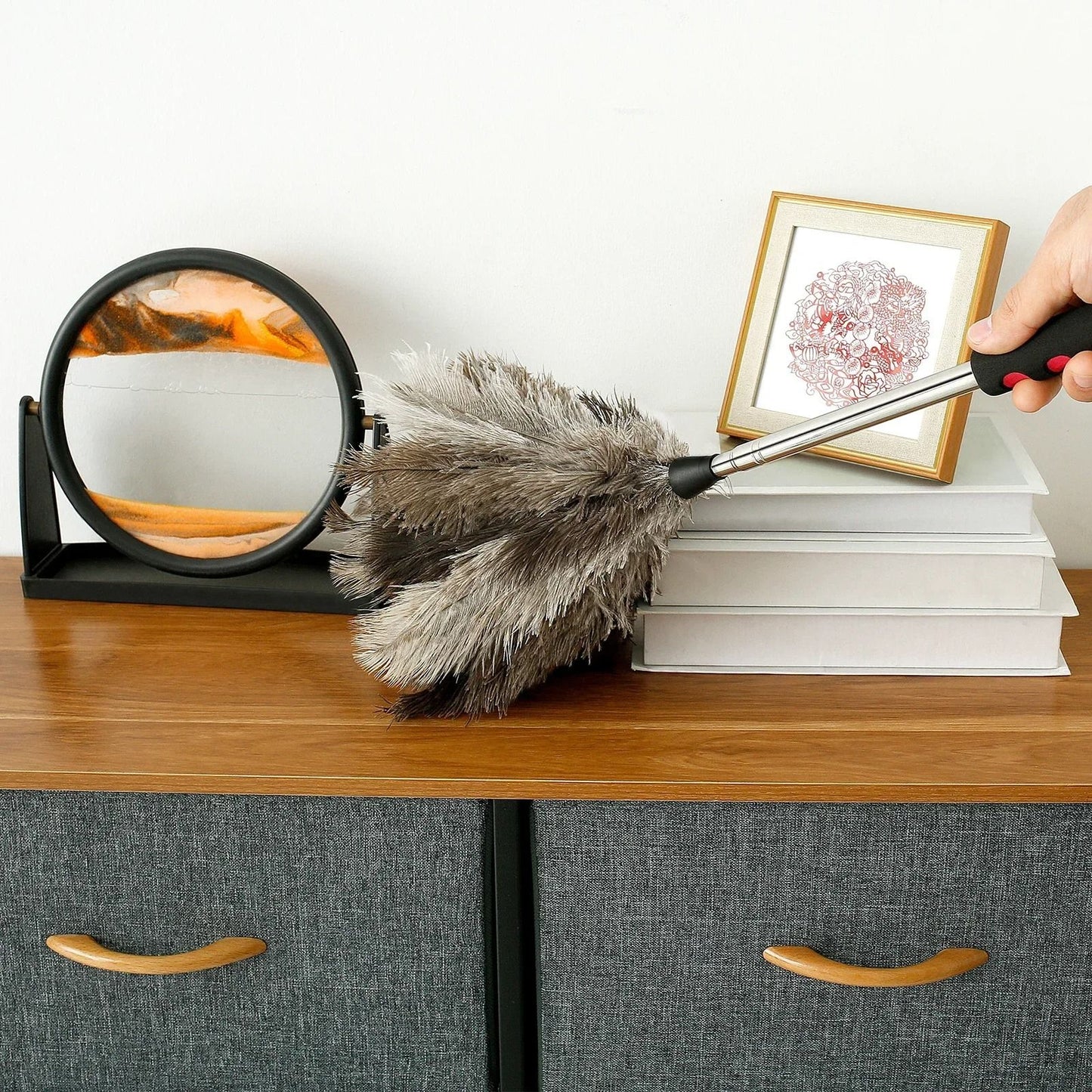 Extendable Ostrich Feather Dust Duster with Long Handle