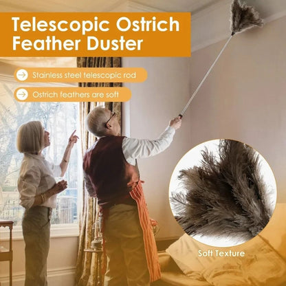 Extendable Ostrich Feather Dust Duster with Long Handle