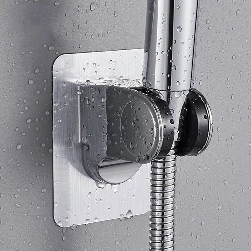 Punch Free Adjustable Universal Showerhead Holder (Silver Black)