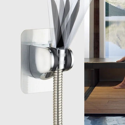 Punch Free Adjustable Universal Showerhead Holder (Silver Black)