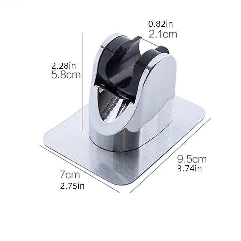 Punch Free Adjustable Universal Showerhead Holder (Silver Black)