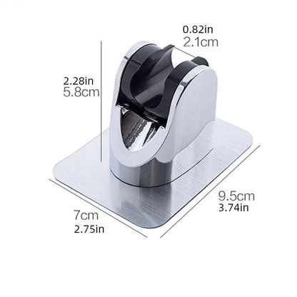 Punch Free Adjustable Universal Showerhead Holder (Silver Black)