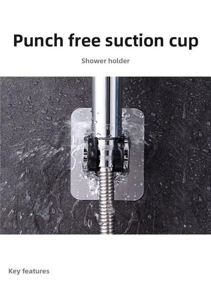 Punch Free Adjustable Universal Showerhead Holder (Silver Black)