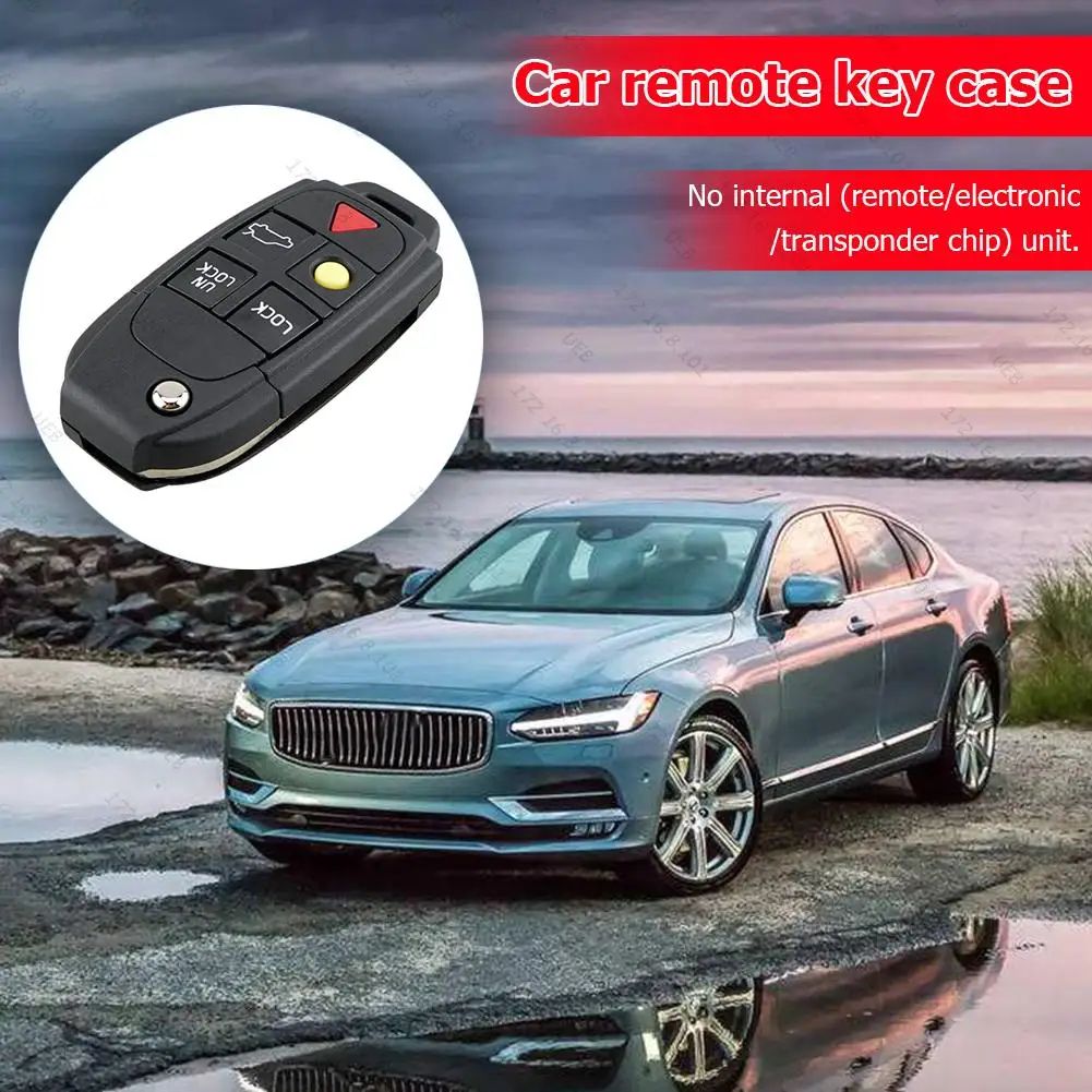 Volvo 5-Button Flip Key Case Replacement for S60, S80, V70 & XC90