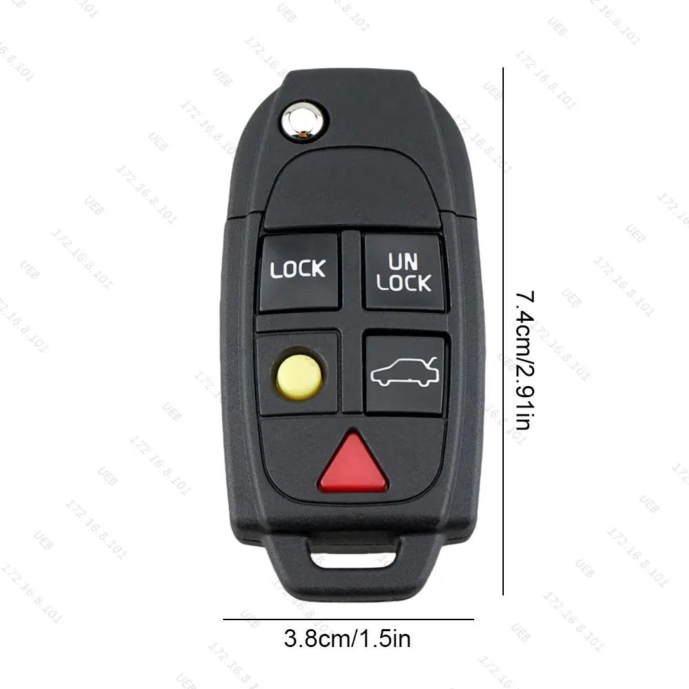 Volvo 5-Button Flip Key Case Replacement for S60, S80, V70 & XC90