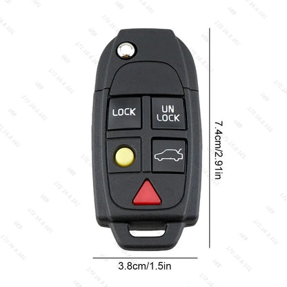 Volvo 5-Button Flip Key Case Replacement for S60, S80, V70 & XC90