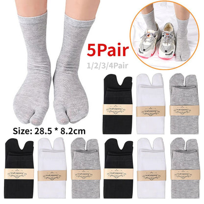 Japanese Tabi Two-Toe Socks for Sandals and Clogs (Unisex, 1–5 Pairs)