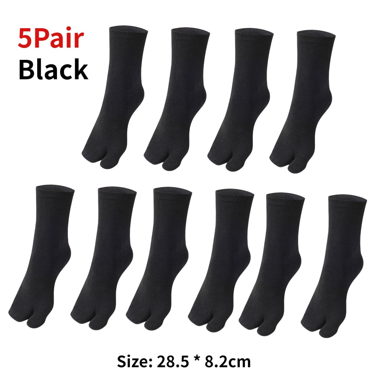 Japanese Tabi Two-Toe Socks for Sandals and Clogs (Unisex, 1–5 Pairs)