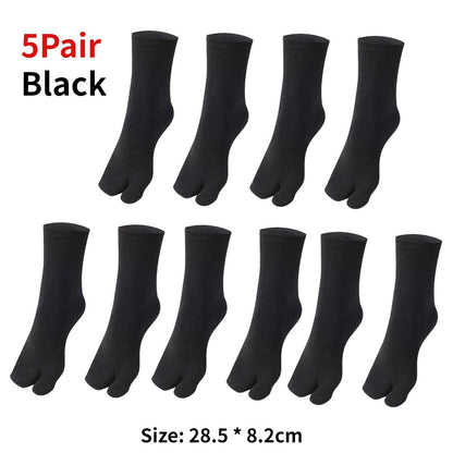 Japanese Tabi Two-Toe Socks for Sandals and Clogs (Unisex, 1–5 Pairs)