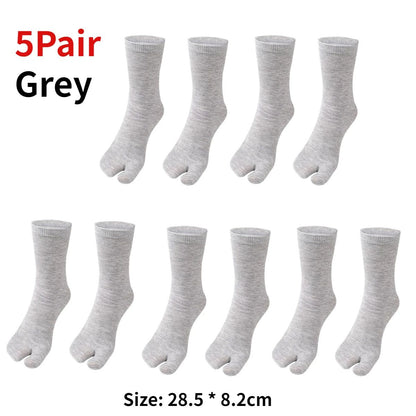 Japanese Tabi Two-Toe Socks for Sandals and Clogs (Unisex, 1–5 Pairs)