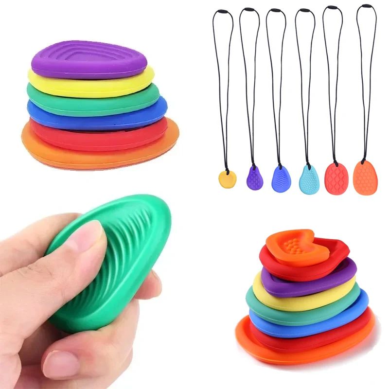 Baby Silicone Teether Chew Necklace – Sensory Chewy Pendant for Autism, ADHD & Oral Motor Therapy