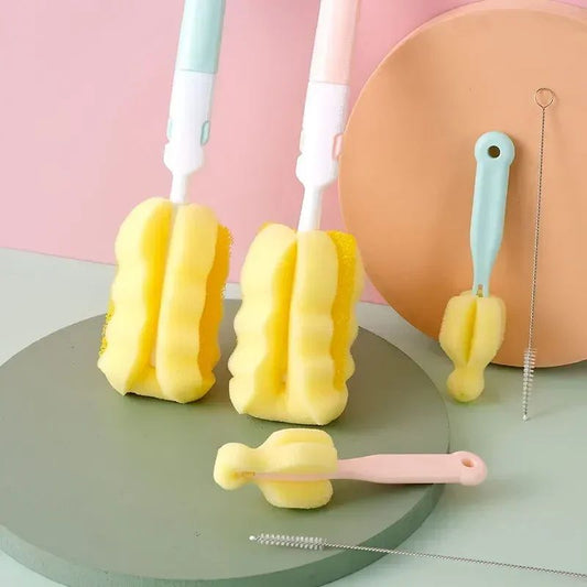 Baby Bottle Cleaning Brushes 3 Pcs / Set – Rotating Sponge Brush for Nipples, Cups & Pacifiers
