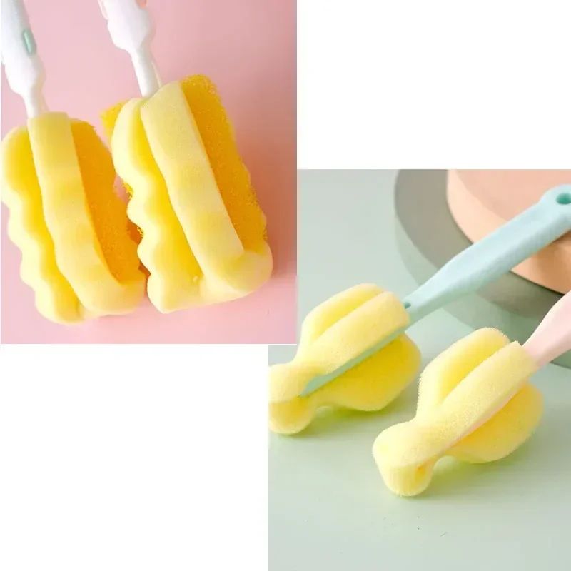 Baby Bottle Cleaning Brushes 3 Pcs / Set – Rotating Sponge Brush for Nipples, Cups & Pacifiers