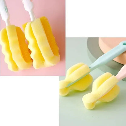 Baby Bottle Cleaning Brushes 3 Pcs / Set – Rotating Sponge Brush for Nipples, Cups & Pacifiers