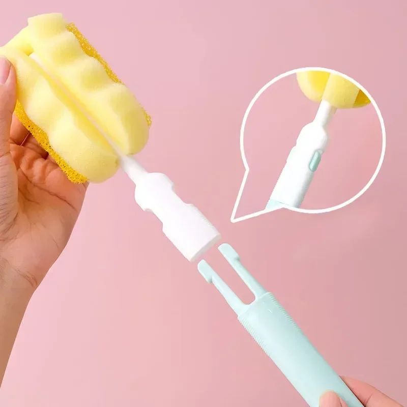 Baby Bottle Cleaning Brushes 3 Pcs / Set – Rotating Sponge Brush for Nipples, Cups & Pacifiers