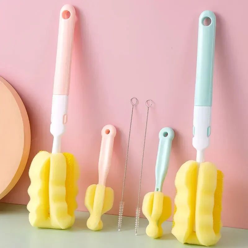 Baby Bottle Cleaning Brushes 3 Pcs / Set – Rotating Sponge Brush for Nipples, Cups & Pacifiers