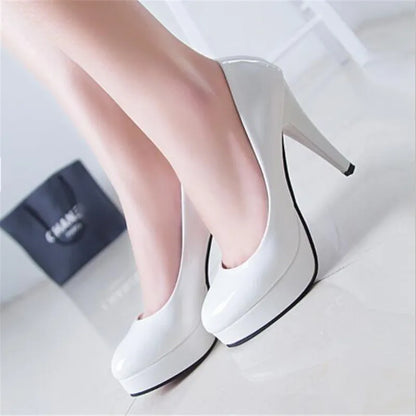 Elegant Patent Leather Platform Pumps for Women Wedding & Office High Heels