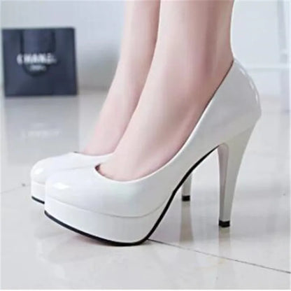 Elegant Patent Leather Platform Pumps for Women Wedding & Office High Heels