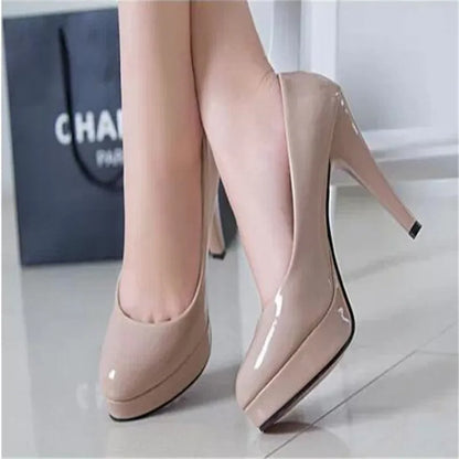 Elegant Patent Leather Platform Pumps for Women Wedding & Office High Heels