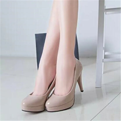 Elegant Patent Leather Platform Pumps for Women Wedding & Office High Heels