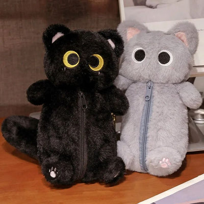 Plush Cat Pencil Case Large Capacity Stationery Bag