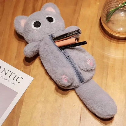 Plush Cat Pencil Case Large Capacity Stationery Bag