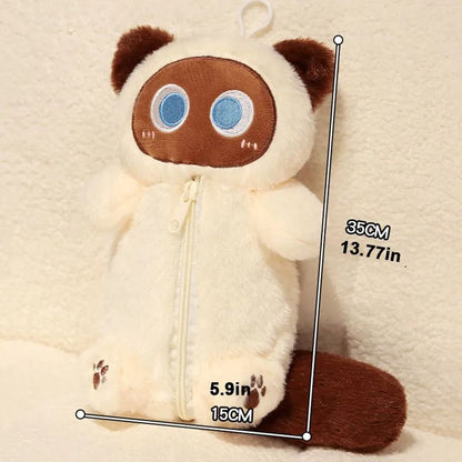 Plush Cat Pencil Case Large Capacity Stationery Bag