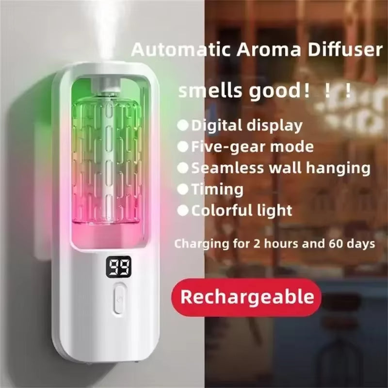 USB Essential Oils Diffuser, Multi-mode LED Display, Gear Wall Mounted Home Air Freshener, Smart Fragrance