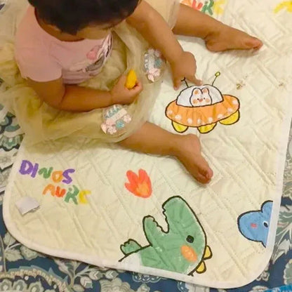 Waterproof Baby Mattress Protector Pad - 19.7-27.6 Inches Washable Urine Mat for Toddlers with Cute Cartoon Design