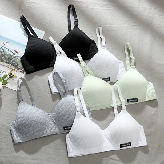 Cotton Underwear Women AB Cup Bra, Wireless Gathered Comfort V Brassiere, Push Up Lingerie Bralette For Women, Seamless