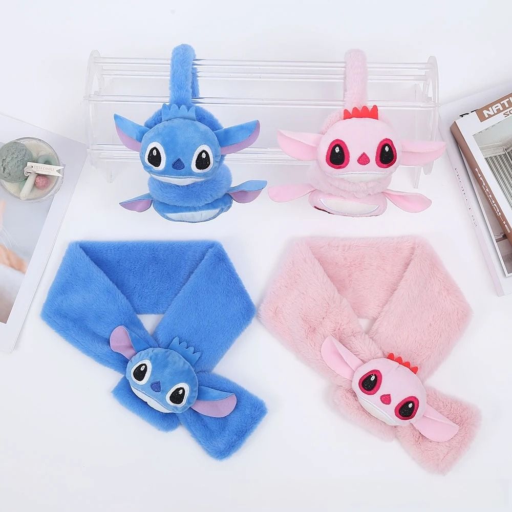 Stitch Inspired Soft Winter Scarf Ear Warmer Cute Cartoon Neck Wrap