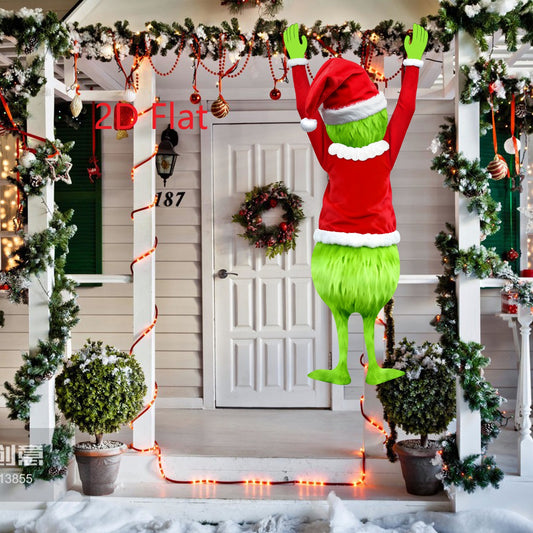 Hanging Christmas Decoration, Christmas Green Haired Man, Merry Xmas Gift Holiday Indoor Outdoor Fun Decor