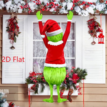Hanging Christmas Decoration, Christmas Green Haired Man, Merry Xmas Gift Holiday Indoor Outdoor Fun Decor