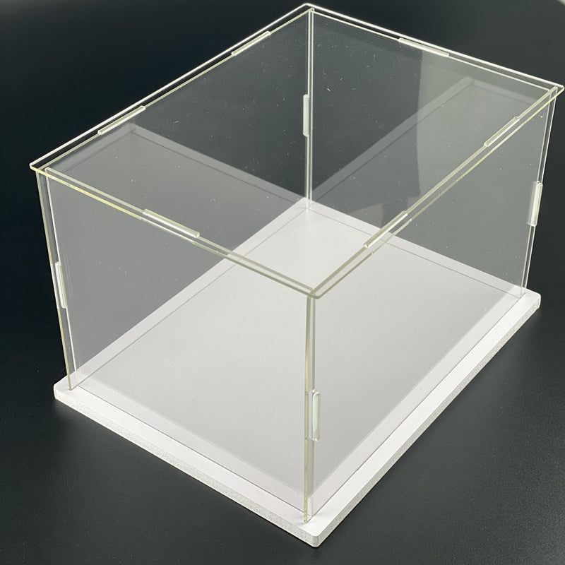 Acrylic Display Case, Clear Self-Assembly, Transparent Dust Proof Protection, Showcase with White Base