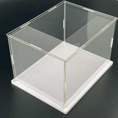 Acrylic Display Case, Clear Self-Assembly, Transparent Dust Proof Protection, Showcase with White Base