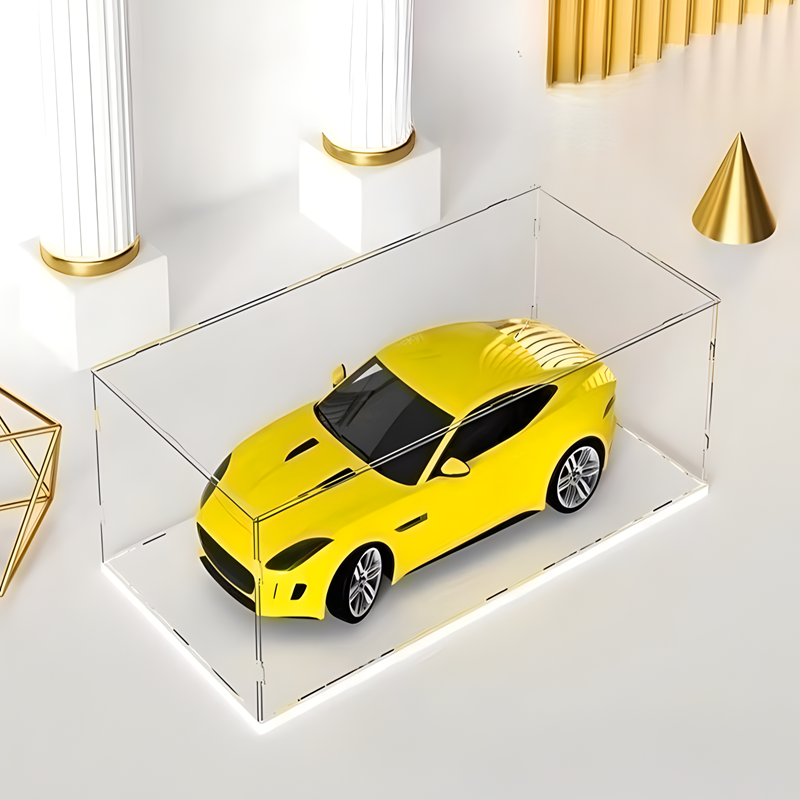 Acrylic Display Case, Clear Self-Assembly, Transparent Dust Proof Protection, Showcase with White Base
