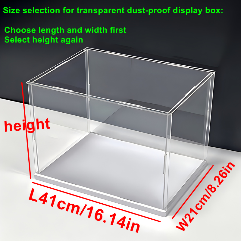 Acrylic Display Case, Clear Self-Assembly, Transparent Dust Proof Protection, Showcase with White Base