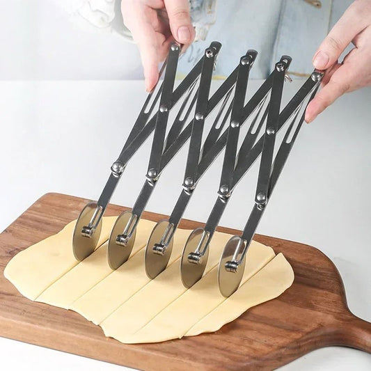 Adjustable Multi Wheel Dough Cutter for Pastry Pizza and Baking