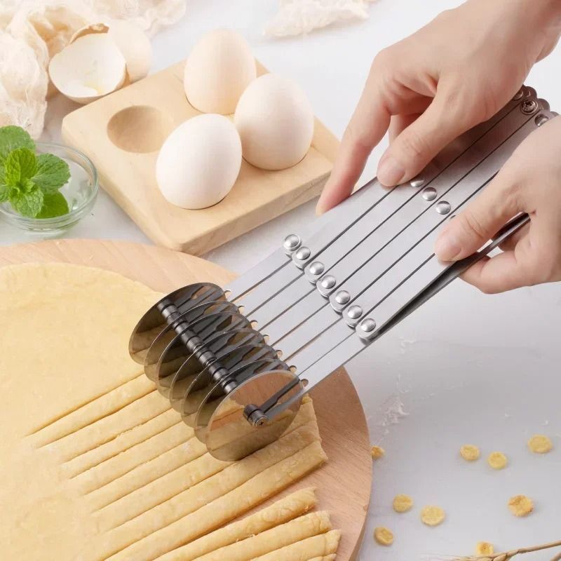 Adjustable Multi Wheel Dough Cutter for Pastry Pizza and Baking
