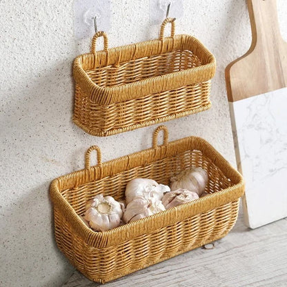 Hand Woven Wall Hanging Storage Basket for Kitchen and Home