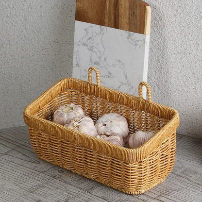 Hand Woven Wall Hanging Storage Basket for Kitchen and Home