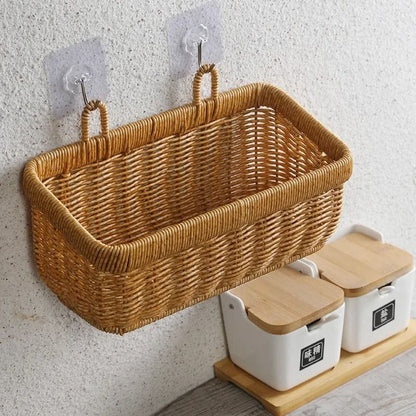 Hand Woven Wall Hanging Storage Basket for Kitchen and Home