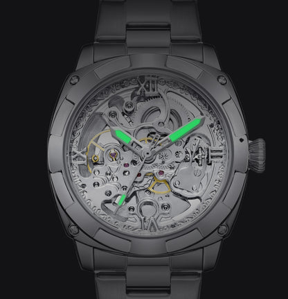 Luxury Mechanical Watches Skeleton Waterproof Men Automatic Watch Stainless Steel Mens Watch
