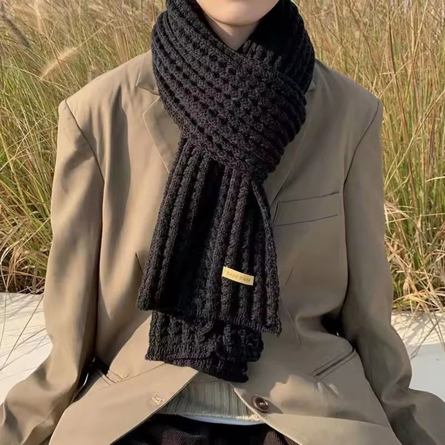 Chunky Cable Knit Winter Scarf Thick Warm Long Wrap for Men and Women