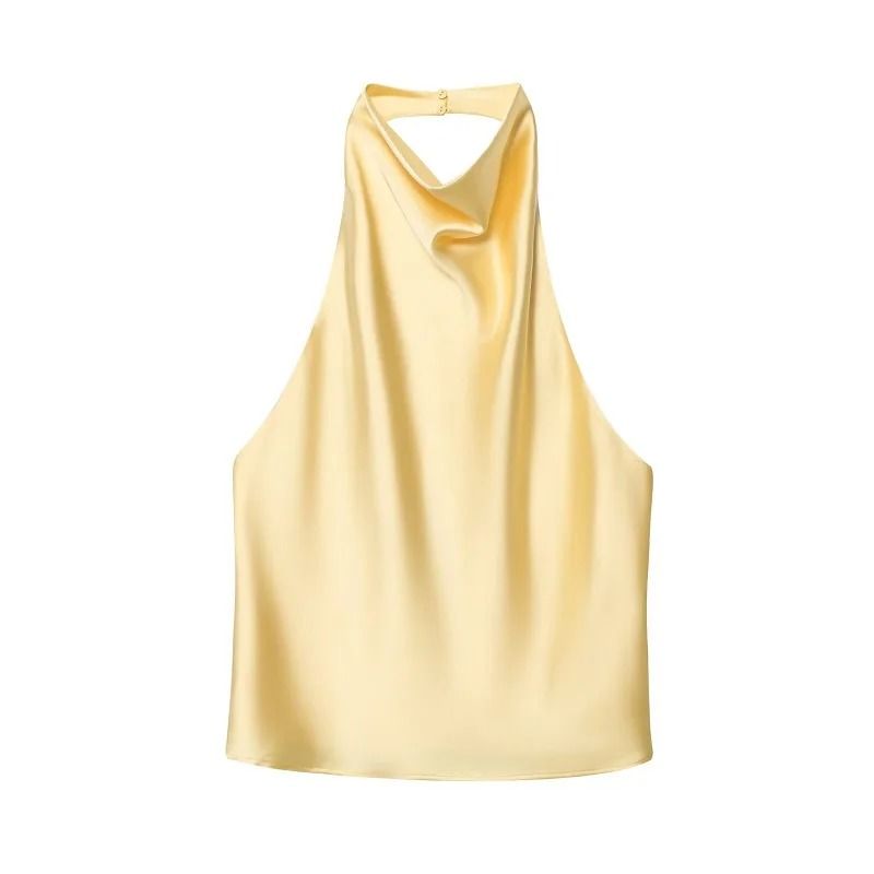 Women Satin Halter Neck Backless Summer Camisole Top