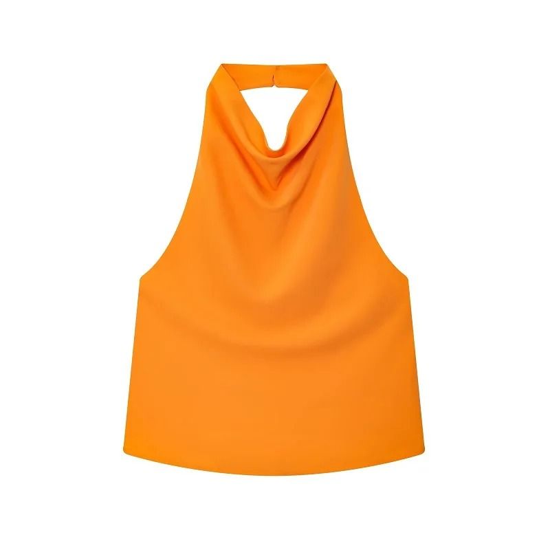 Women Satin Halter Neck Backless Summer Camisole Top